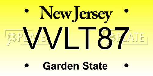 VVLT87 New Jersey License Plate