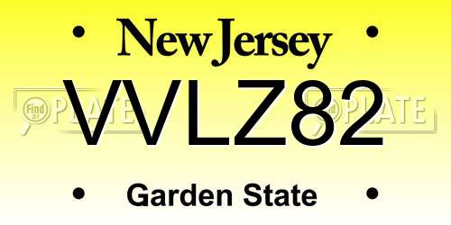 VVLZ82 New Jersey License Plate