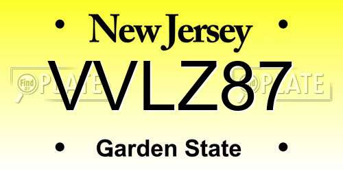 VVLZ87 New Jersey License Plate