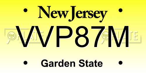 VVP87M New Jersey License Plate
