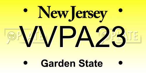 VVPA23 New Jersey License Plate