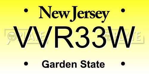 VVR33W New Jersey License Plate