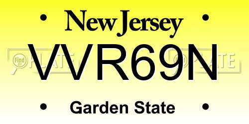 VVR69N New Jersey License Plate