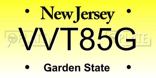 VVT85G New Jersey License Plate