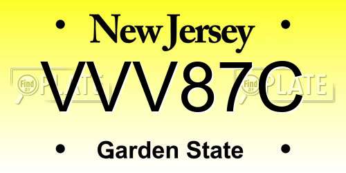 VVV87C New Jersey License Plate
