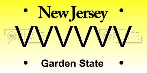 VVVVVV New Jersey License Plate