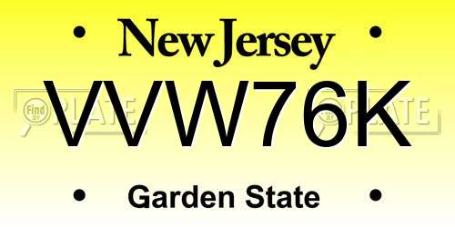 VVW76K New Jersey License Plate