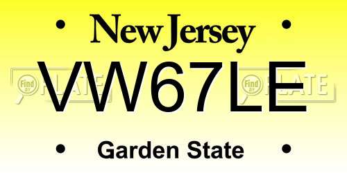 VW67LE New Jersey License Plate