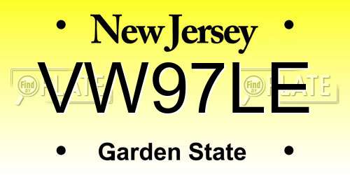 VW97LE New Jersey License Plate