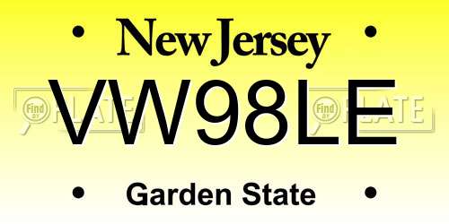 VW98LE New Jersey License Plate