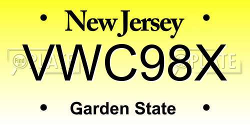 VWC98X New Jersey License Plate