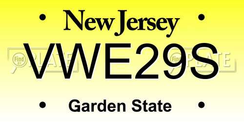 VWE29S New Jersey License Plate