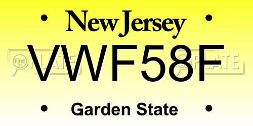 VWF58F New Jersey License Plate