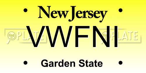 VWFNI New Jersey License Plate
