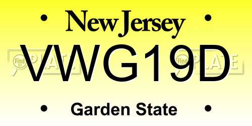 VWG19D New Jersey License Plate