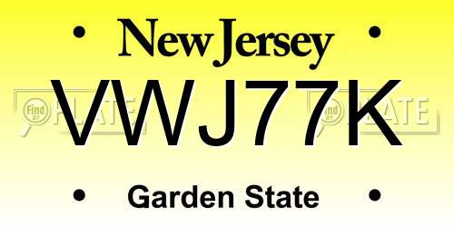 VWJ77K New Jersey License Plate