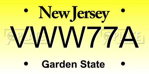 VWW77A New Jersey License Plate