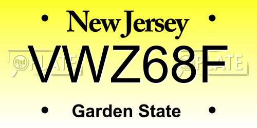 VWZ68F New Jersey License Plate