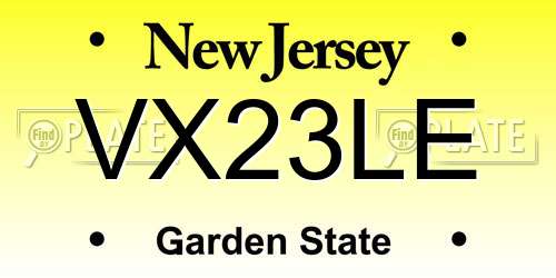 VX23LE New Jersey License Plate