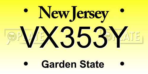 VX353Y New Jersey License Plate