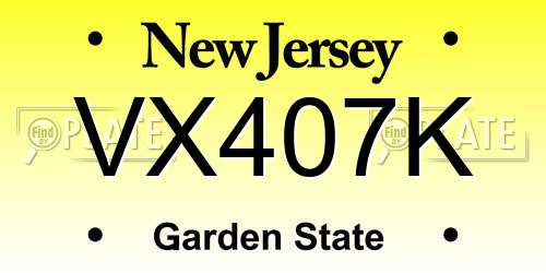 VX407K New Jersey License Plate