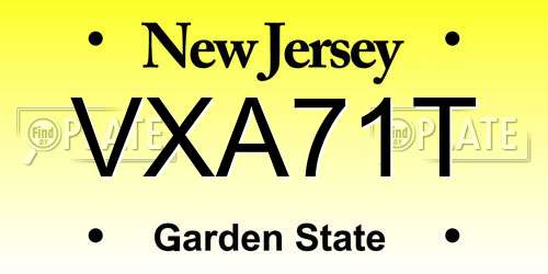 VXA71T New Jersey License Plate