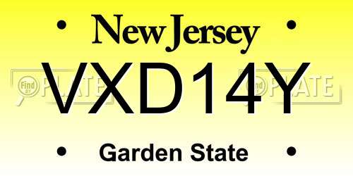 VXD14Y New Jersey License Plate