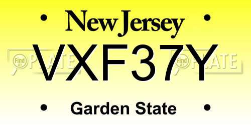 VXF37Y New Jersey License Plate
