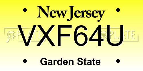VXF64U New Jersey License Plate