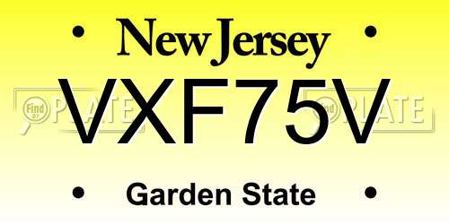 VXF75V New Jersey License Plate