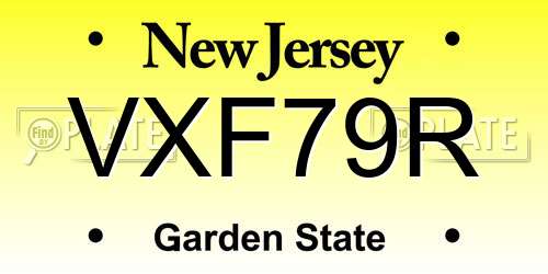 VXF79R New Jersey License Plate