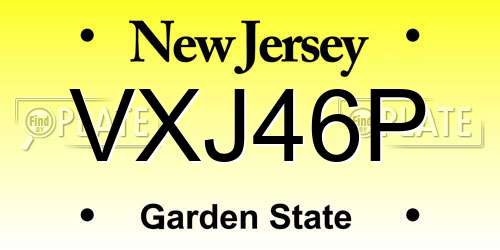 VXJ46P New Jersey License Plate