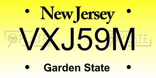 VXJ59M New Jersey License Plate