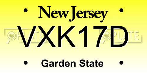 VXK17D New Jersey License Plate