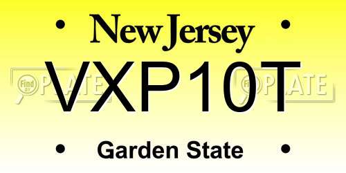 VXP10T New Jersey License Plate