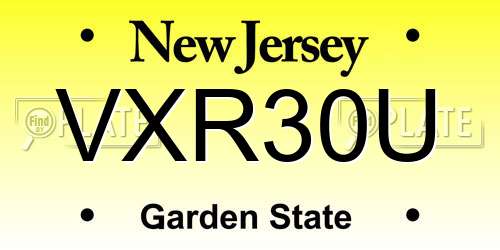 VXR30U New Jersey License Plate