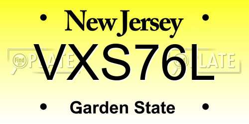 VXS76L New Jersey License Plate