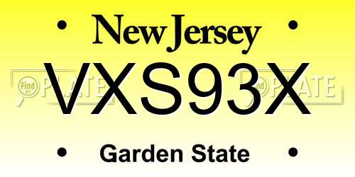 VXS93X New Jersey License Plate