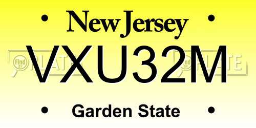 VXU32M New Jersey License Plate