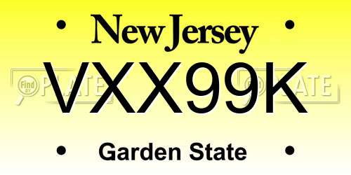 VXX99K New Jersey License Plate