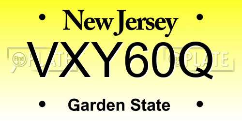 VXY60Q New Jersey License Plate