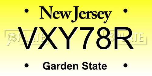 VXY78R New Jersey License Plate