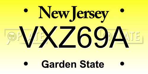 VXZ69A New Jersey License Plate
