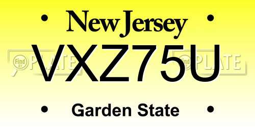 VXZ75U New Jersey License Plate