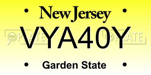 VYA40Y New Jersey License Plate