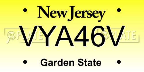 VYA46V New Jersey License Plate
