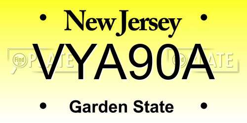 VYA90A New Jersey License Plate