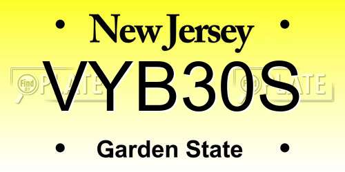 VYB30S New Jersey License Plate