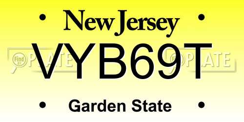 VYB69T New Jersey License Plate