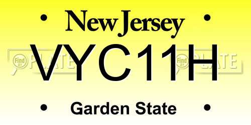 VYC11H New Jersey License Plate